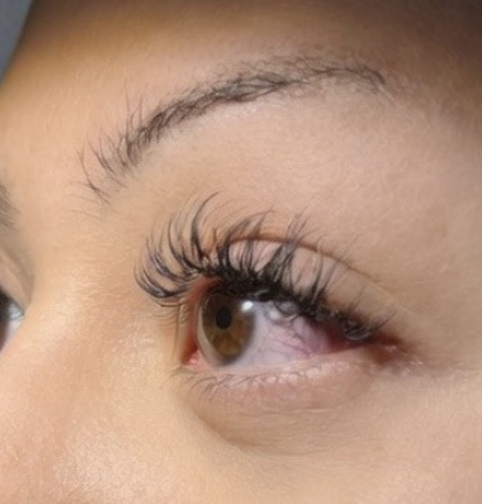 Detailed lash extension work by Blink Then Wink Lashes